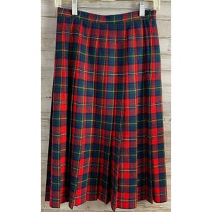 Pendleton Boyd Tartan Red & Green Wool Pleated Skirt Sz. 10 P USA Women's