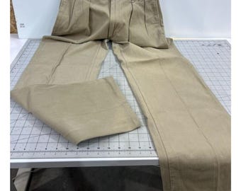 Polo Ralph Lauren Men's Classic Pleated Khaki Trousers Size 34x32 Cotton Blend