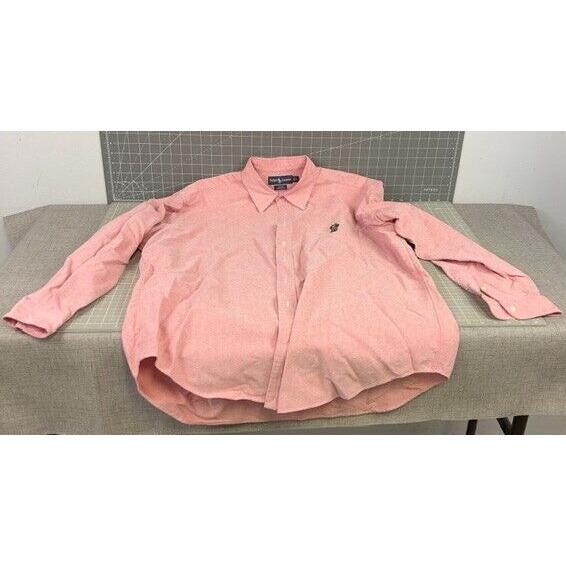 希少◎ ralph lauren blake pink linen! XXL RALPH LAUREN BLAKE Shirt Men XL Pink Striped Cotton Button
