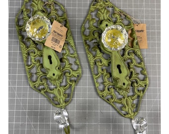 Pair Green Shabby Chic Scroll Metal Wall Hooks Acrylic Knobs By Pier 1 Imports