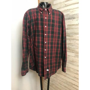 Ralph Lauren Polo Men&#39;s Dark Red & Green Plaid Button-Down Shirt 100% Cotton XL