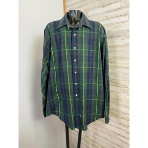 Ralph Lauren Blue Plaid Button-Down Shirt Mens XL 100% Cotton Long Sleeve Classic Fit