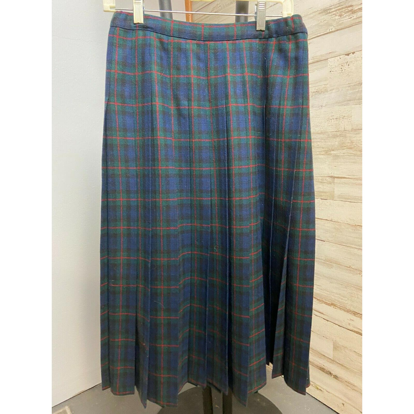 Jupe Plissée Tartan Pendleton - Tartan Vert Argyle - 100% Laine - Taille 6P (US) - Occasion Très Bon état