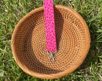 Pink Leopard Print Wristlet Keychain: Cotton Key Fob | Car Accessory
