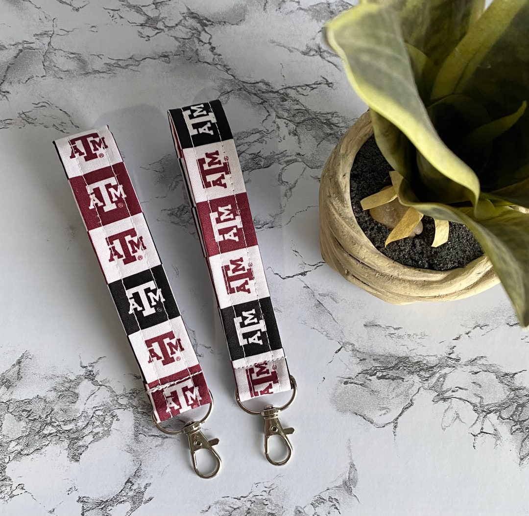 Texas A&M Keychain Wristlet Aggie Keychain Gig Em Wristlet Maroon and