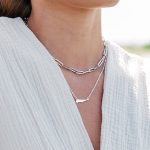 Schiermonnikoog ketting | Nederland wadden eiland sieraad | Stainless steel goud of zilver | Minimalistische ketting kaart Schiermonnikoog