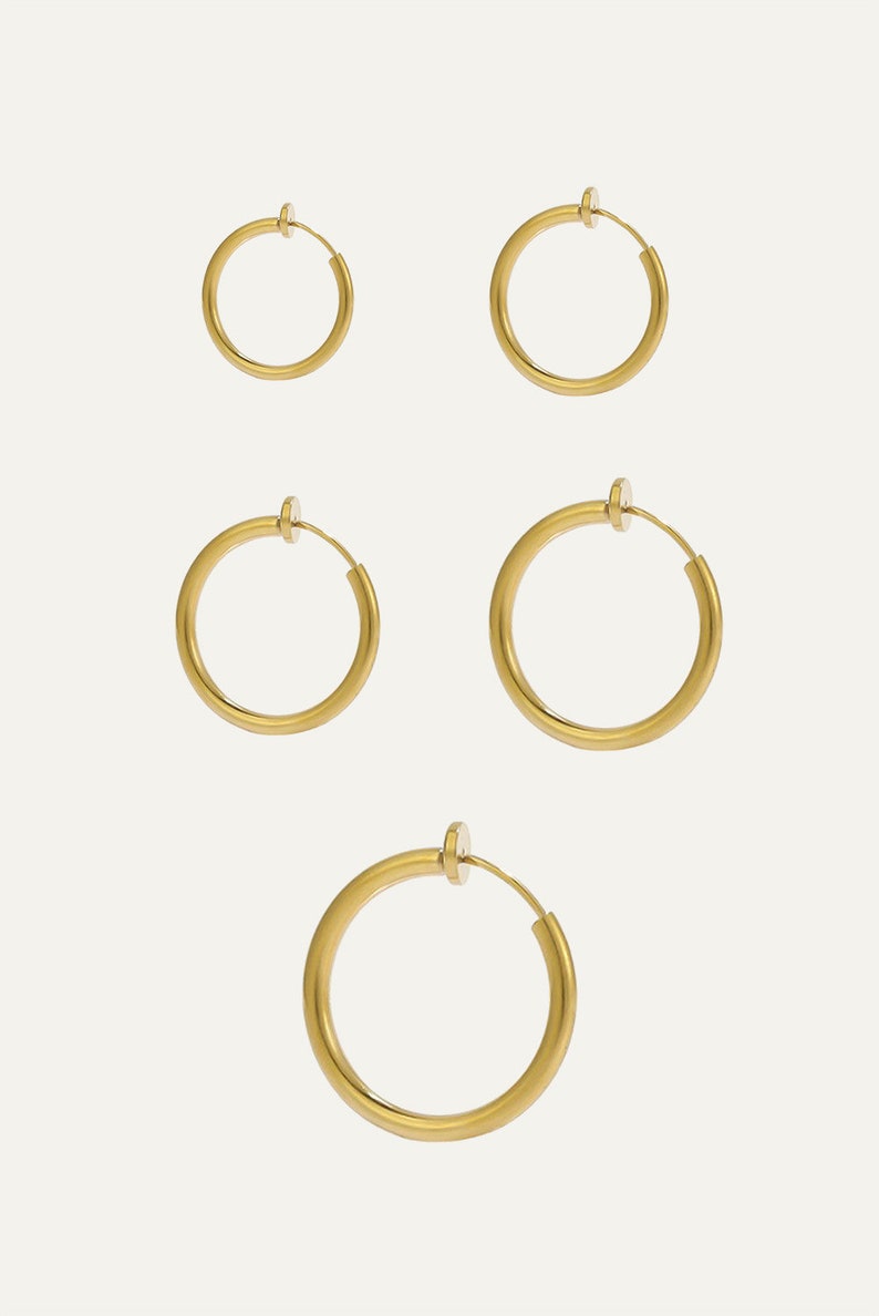 Minimalist clip earrings 1 piece Single ring gold/silver clip on earring Hoop clip earring without hole Stainless steel image 4