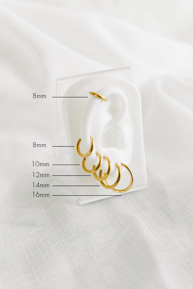 Minimalist clip earrings 1 piece Single ring gold/silver clip on earring Hoop clip earring without hole Stainless steel image 2