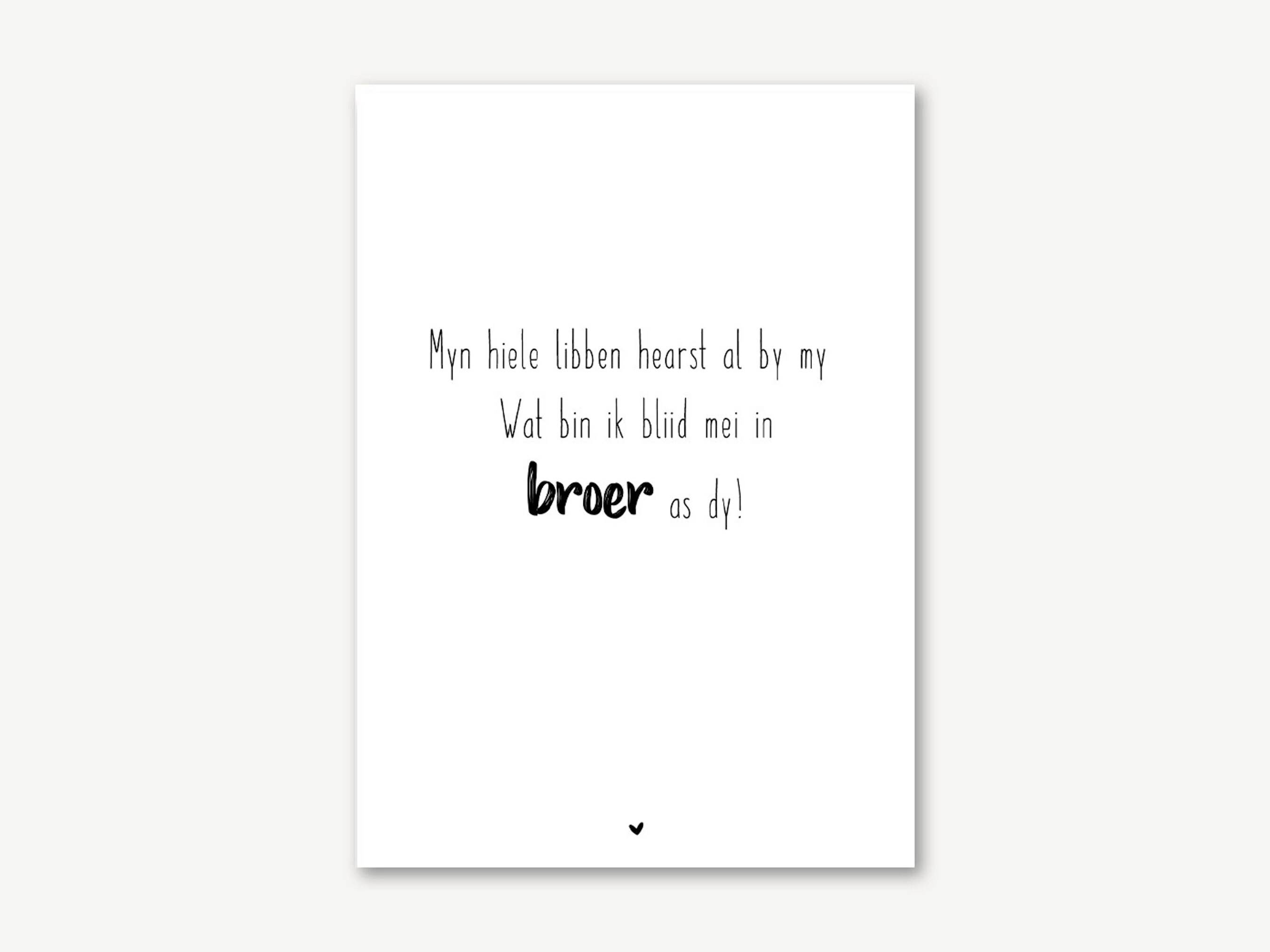 Bliid mei in broer as dy kaart A6 Friese quote kaart Etsy Nederland