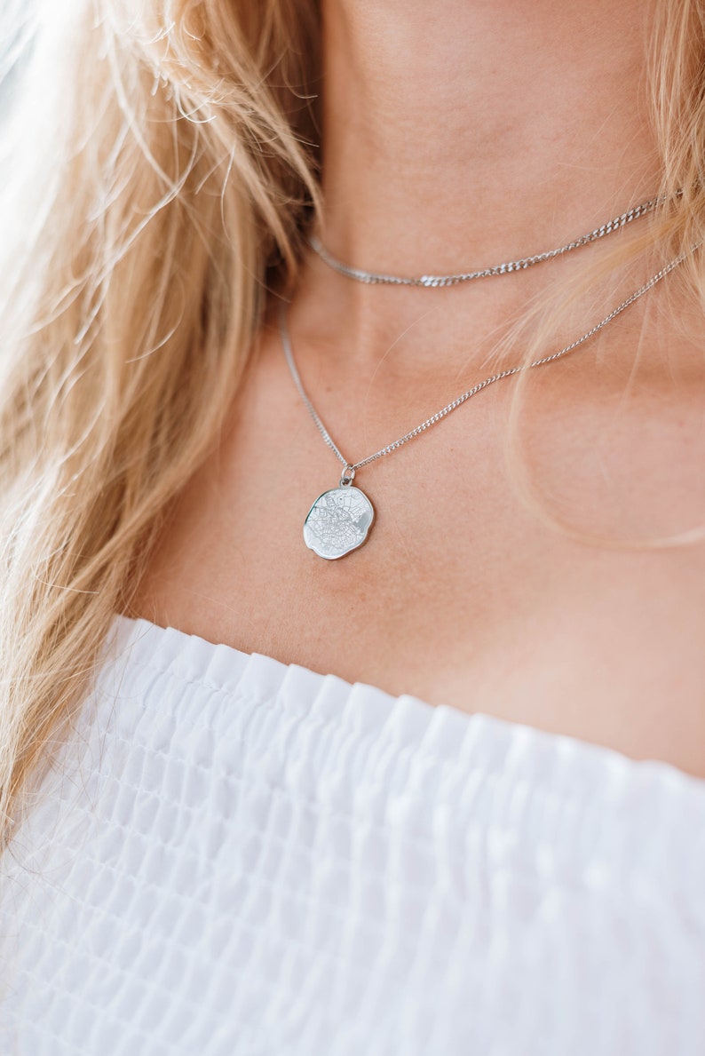 Amsterdam City Map Necklace City Map Charm Necklace Amterdam Dutch