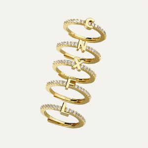 Anillo de letra personalizado ? Anillo ajustable delicado | Joyería personalizada con nombre inicial | Regalo de San Valentín | regalo del día de la madre