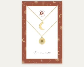 Forever connected – Moon + Sunshine (necklace set) to share - gold or silver