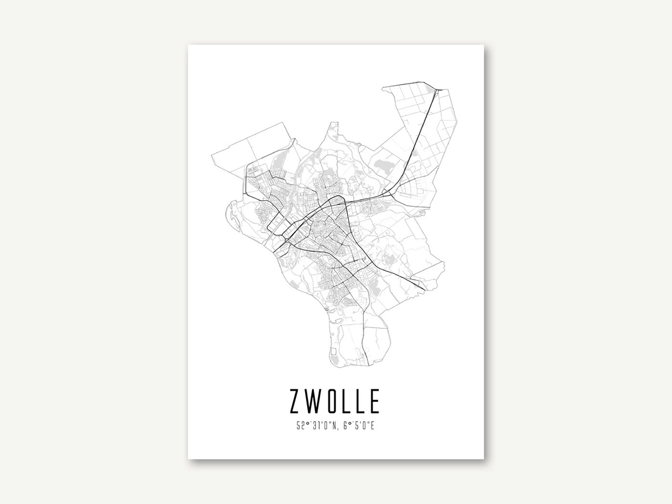 Zwolle City Map Map A6 City Map Citymap Netherlands Etsy UK