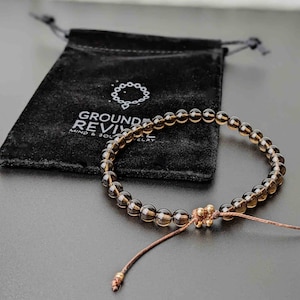 Bracelet Tasbih en quartz fumé + carte Dua | Bracelet de prière pour femme, Tasbeeh pour le bien-être spirituel, Dhikr cadeau pour elle
