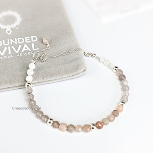 Sonnenstein Mondstein Tasbih Armband + Dua Karte | 14K Gold Fill/Silber | Frauen 33 islamische Gebetskette für Dhikr | Muslimisches Geschenk für sie