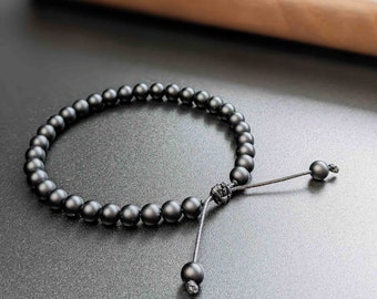 Matte Onyx Tasbih Bracelet + Dua Card | Prayer Beads for Men, 33 Bead Bracelet, Muslim Prayer Beads, Dhikr Gift For Him