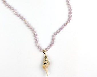 Kunzite Sea Shell Tasbih + Dua Card | 99 Tasbeeh Beads, Misbaha Beads, Dhikr Gift For Her