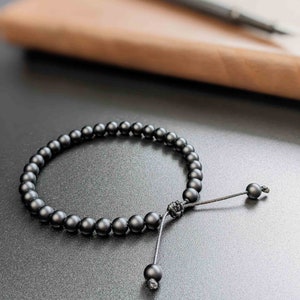 Pulsera Tasbih de ónix mate + tarjeta Dua / cuentas de oración para hombres, pulsera de 33 cuentas, cuentas de oración musulmanas, regalo Dhikr para él