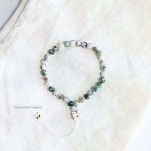 Bracelet Tasbih en agate arborescente + carte Dua | 33 perles de prière Tasbeeh pour femmes pour le bien-être spirituel, bracelet de perles d'inquiétude, cadeau dhikr pour elle