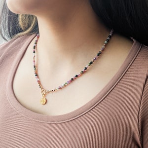 Collier Tourmaline Tasbih + Carte Dua | Collier de 99 perles de prière pour femme, perles d'inquiétude, cadeau islamique pour elle