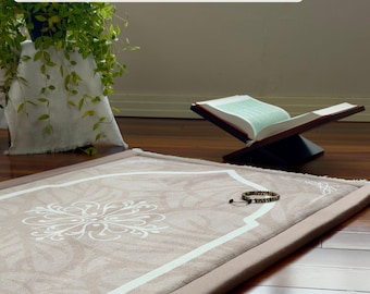 Padded Islamic Prayer Mat, Soft Floral Muslim Rug, Comfortable Sujood Support (Jannah Bloom)