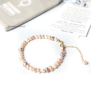 Mixed Pearl Tasbih Armband + Dua Karte | 14K Gold Filled/Silber | 33 islamische Gebetskette der Frauen für Dhikr | Muslimisches Geschenk für sie