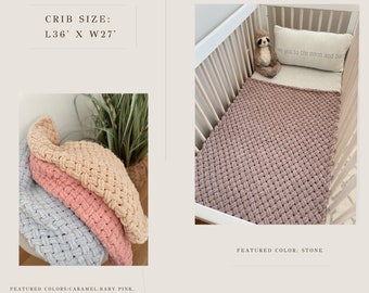 Handmade Toddler Cozy Soft Chunky Knit Chenille Nap Blanket,Plush Fleece Sherpa Crochet Lightweight Kids Warm Cover,Boy Girl Cot Fall Winter