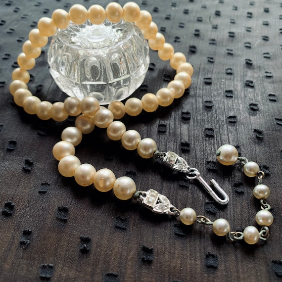 Pearl necklace art glass clasp nos Japanese baroque glass pearls