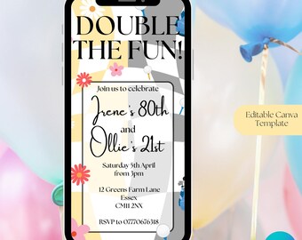 Double the Fun Birthday Invitation | Digital Download
