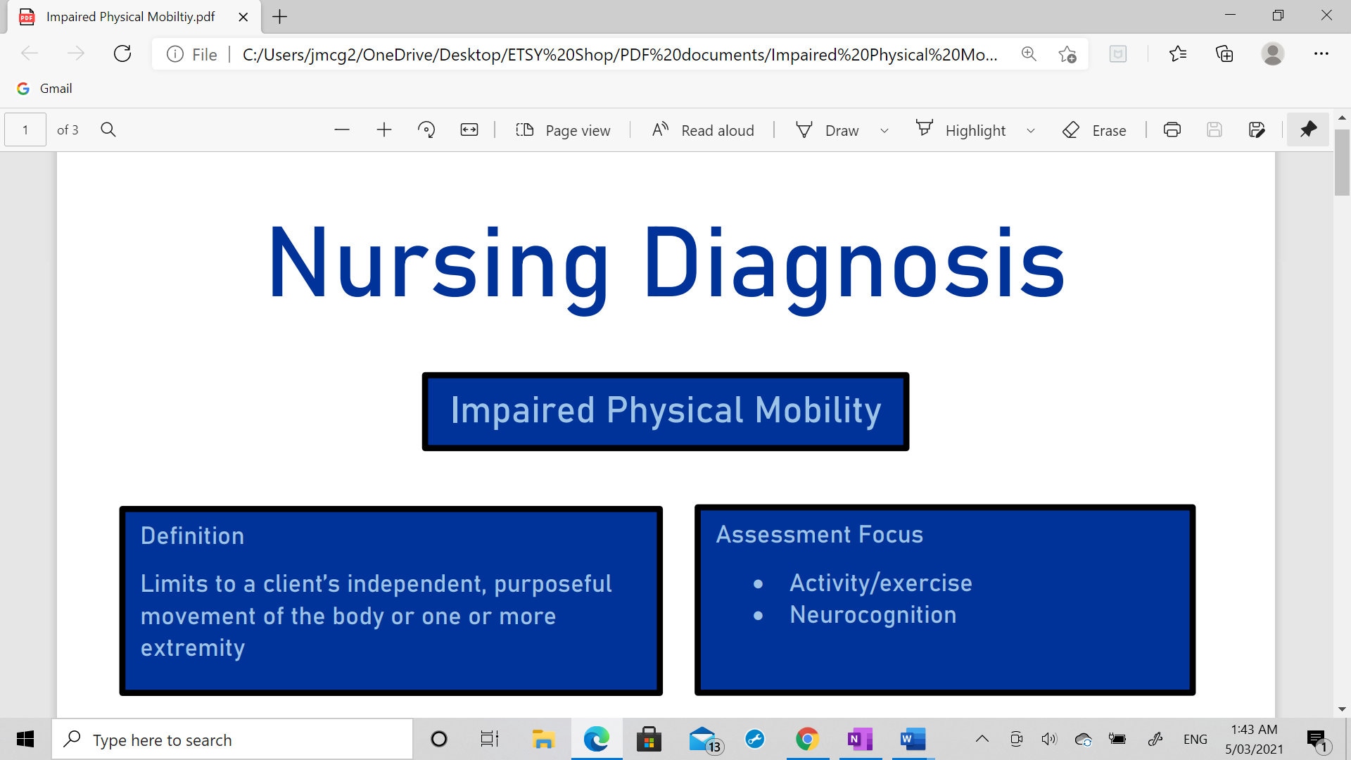 Impaired Physical Mobility Nursing Diagnosis Notes Etsy España