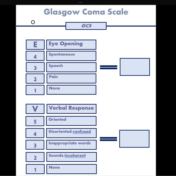 Glasgow Coma Scale (GCS) Template