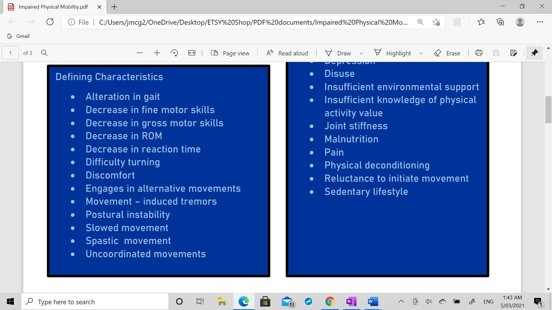Impaired Physical Mobility Nursing Diagnosis Notes Etsy