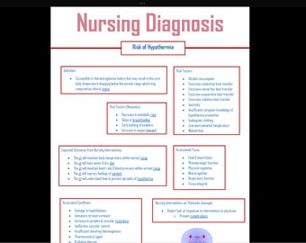 Risk of Hypothermia Nursing Diagnosis Notes