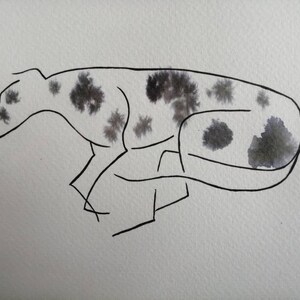 Original snoozing greyhound painting (A5)