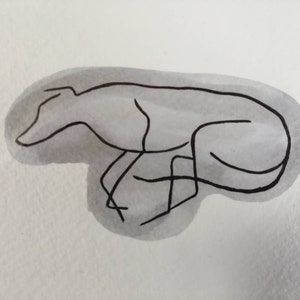 Original snoozing greyhound painting (A6)
