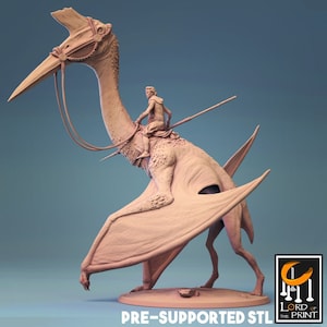 Quetzacoaltus Rider - Dinosaur - Miniature  - Fantasy - D&D - Pathfinder - Roleplaying