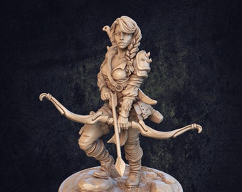 Lila Elf Ranger Dragon Trapper Miniature - The Dragon Trappers Lodge - Fantasy - D&D - Pathfinder - Monster
