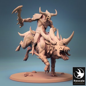 Mounted Marauder Demon - Bloodletter - Chaos - Miniature  - Fantasy - D&D - Pathfinder - Roleplaying