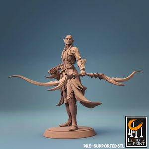 Elf Warrior Bowman - Wood Elf - Sylvan - Miniature  - Fantasy - D&D - Pathfinder - Roleplaying