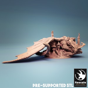 Sleeping Gold Dragon - Good Metallic Dragon - Miniature  - Fantasy - D&D - Pathfinder - Roleplaying