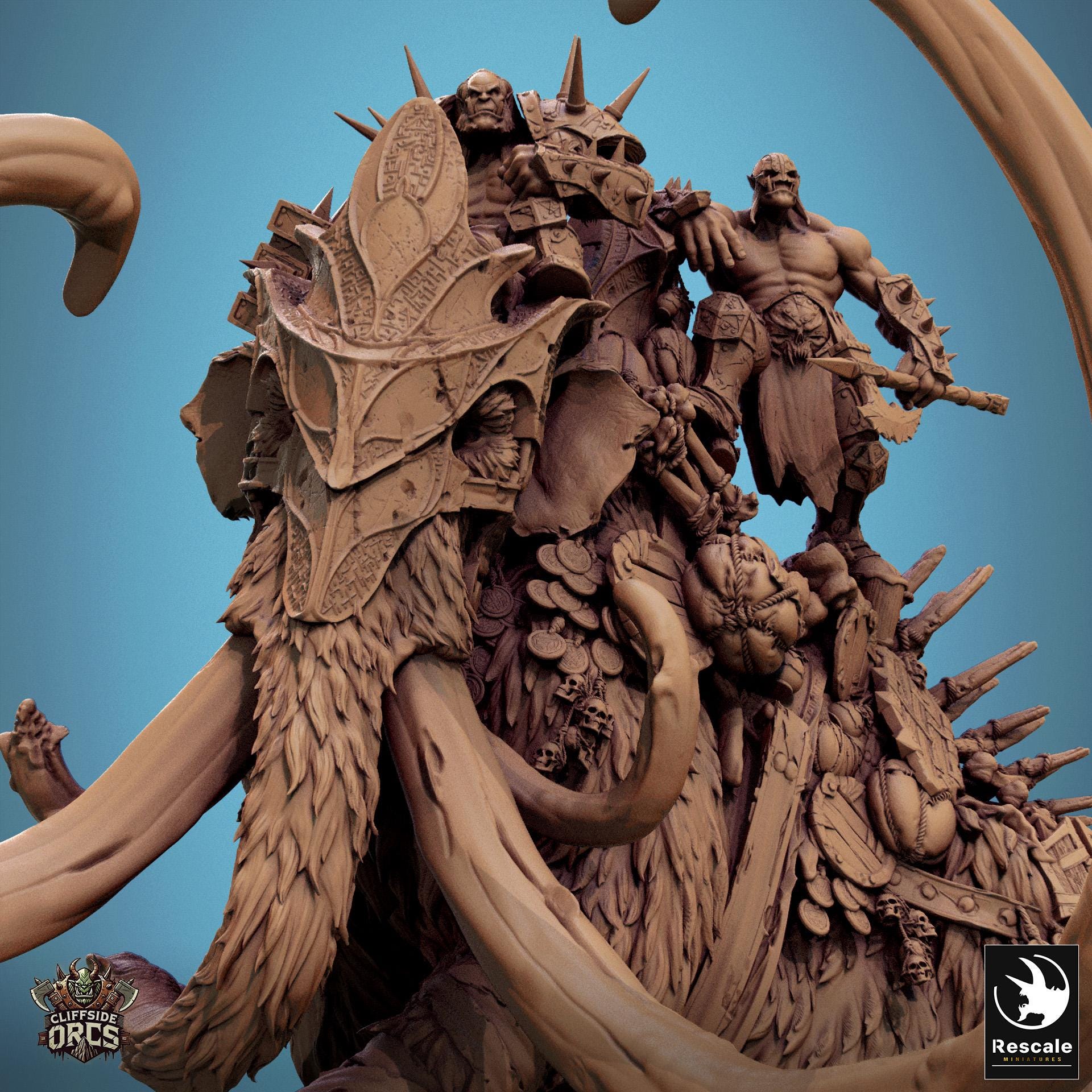 Orc War Mammoth - Miniature - Fantasy - D&D - Pathfinder