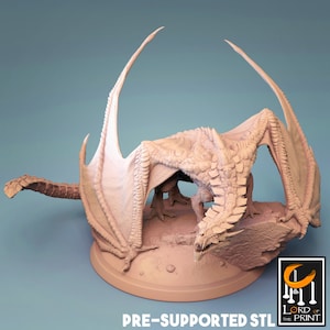 Young Magma Dragon - Miniature  - Fantasy - D&D - Pathfinder - Roleplaying