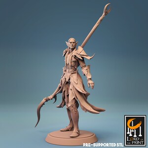Elf Warrior Spearman - Wood Elf - Sylvan - Miniature  - Fantasy - D&D - Pathfinder - Roleplaying