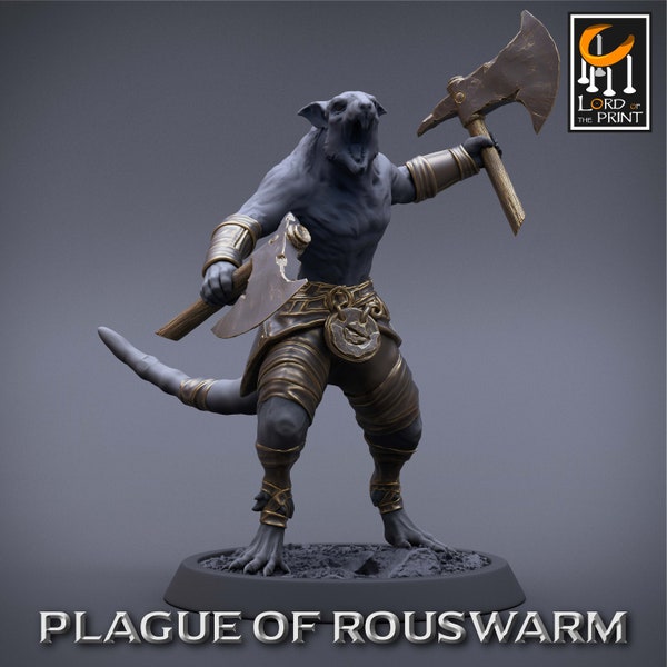 Ratman Barbarians - Miniature - Lord of the Print - Fantasy - D&D - Pathfinder - Roleplaying - Skaven