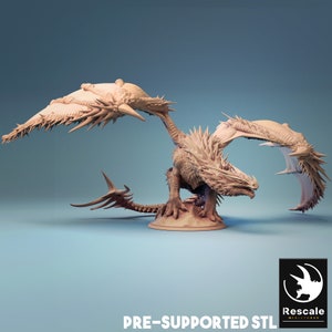 Volwassen rode draak - chromatische boze draak - miniatuur - fantasie - D&D - verkenner - rollenspel