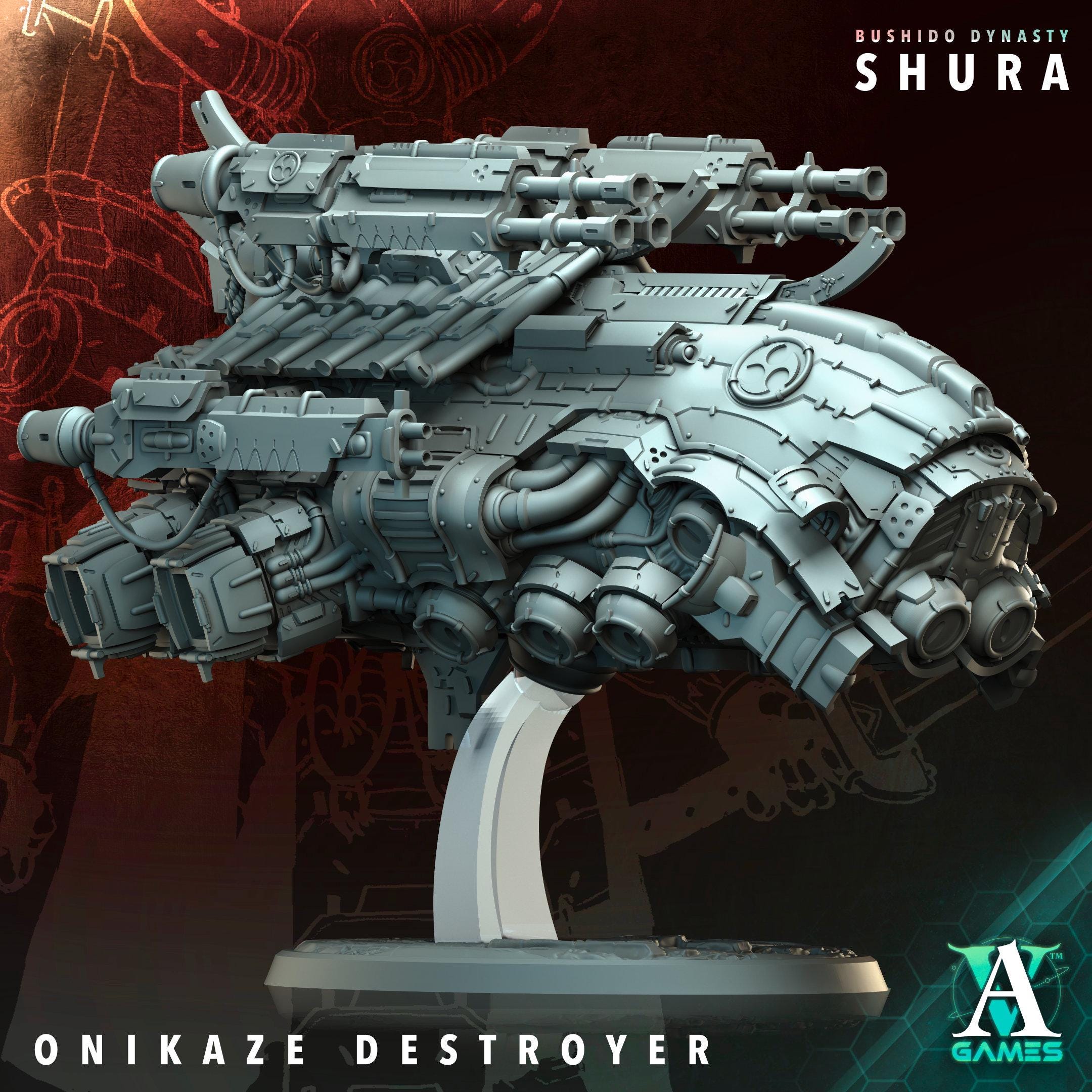 Onikaze Destroyer - Space Samurai Ship - Miniature - D&D -  Sci-Fi - Wargame