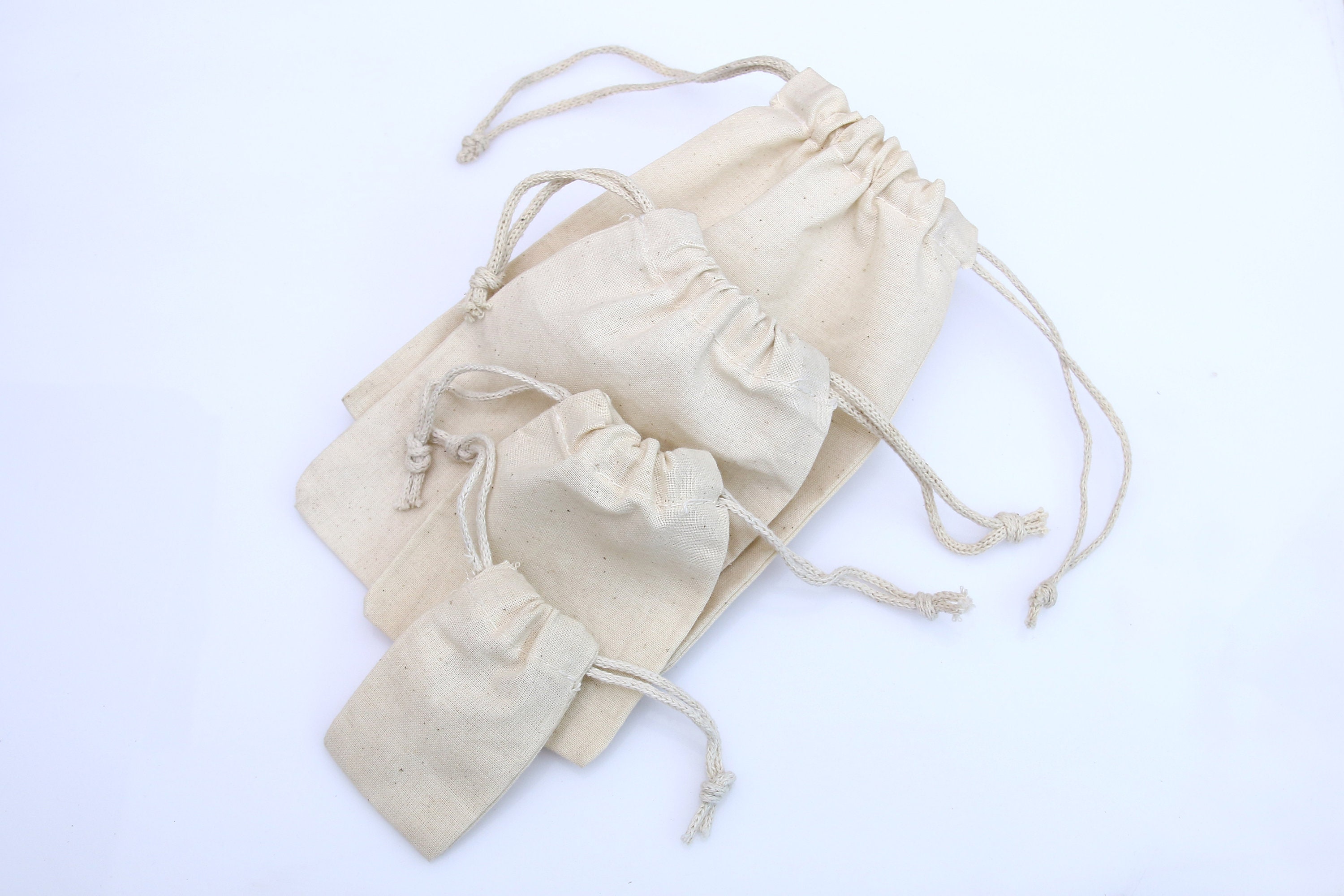 4 x 6 Inches Cotton Muslin Bags Wholesale Prices Natural Single Drawstring 