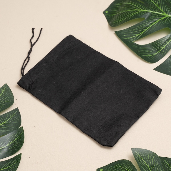 BigBagsCo - Cotton Muslin Bags - 100% Organic Cotton 145 GSM Single Drawstring Reusable Muslin Bags - Black Color Bags