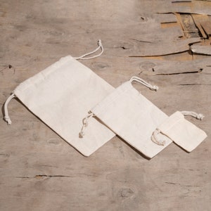 BigBagsCo - Sacs en mousseline de coton de qualité supérieure 4 x 6 pouces - 100 % coton biologique Sacs en coton réutilisables à double cordon de 145 g/m²
