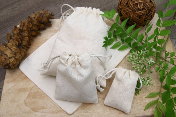 6"x8" Cotton Double Drawstring Reusable Natural Muslin Bags Wholesale Prices 